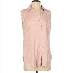 Ann Taylor Pink Button Down Sleeveless Blouse